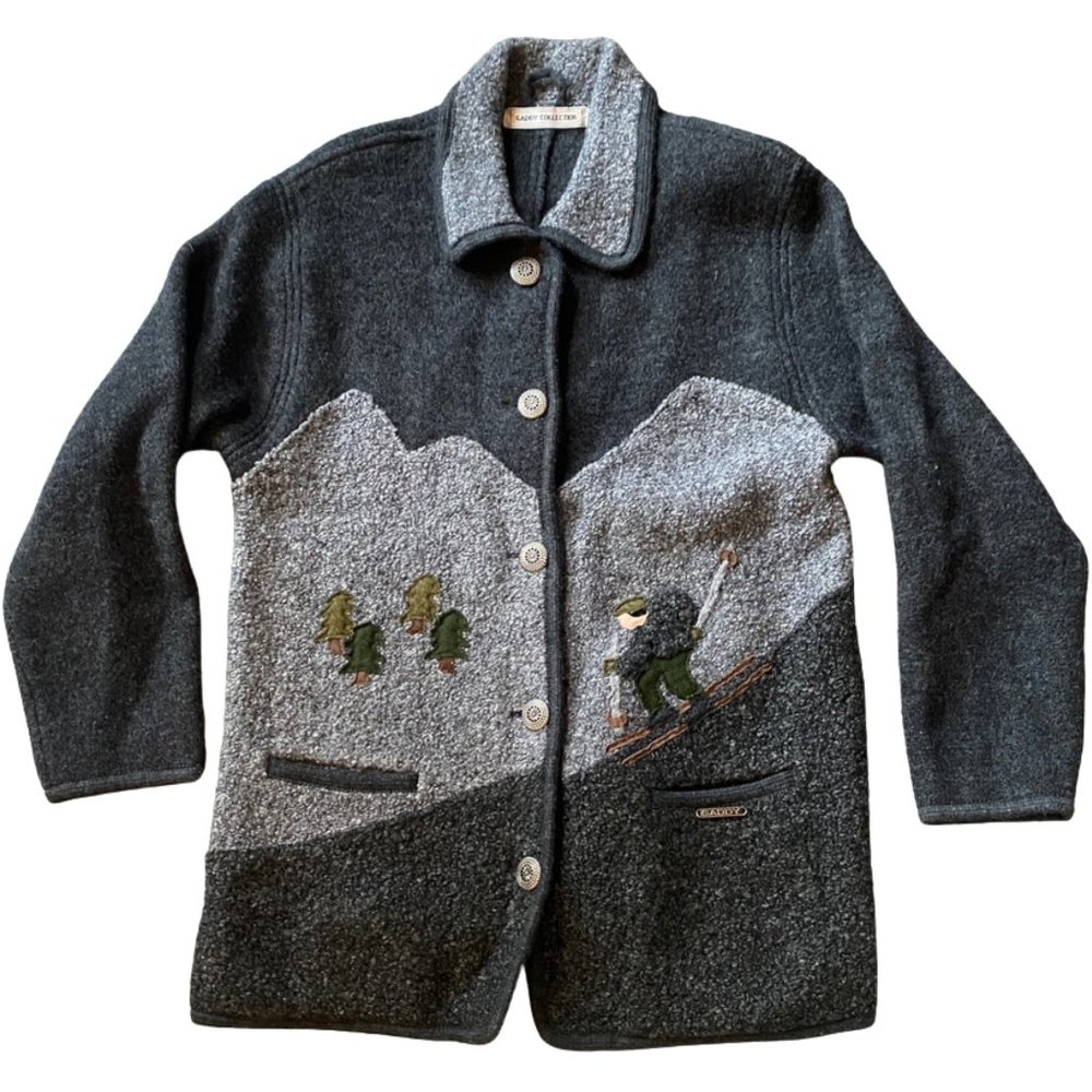 Winter Scene Wool Sweater Jacket | Gaddy Collection Hand Framed